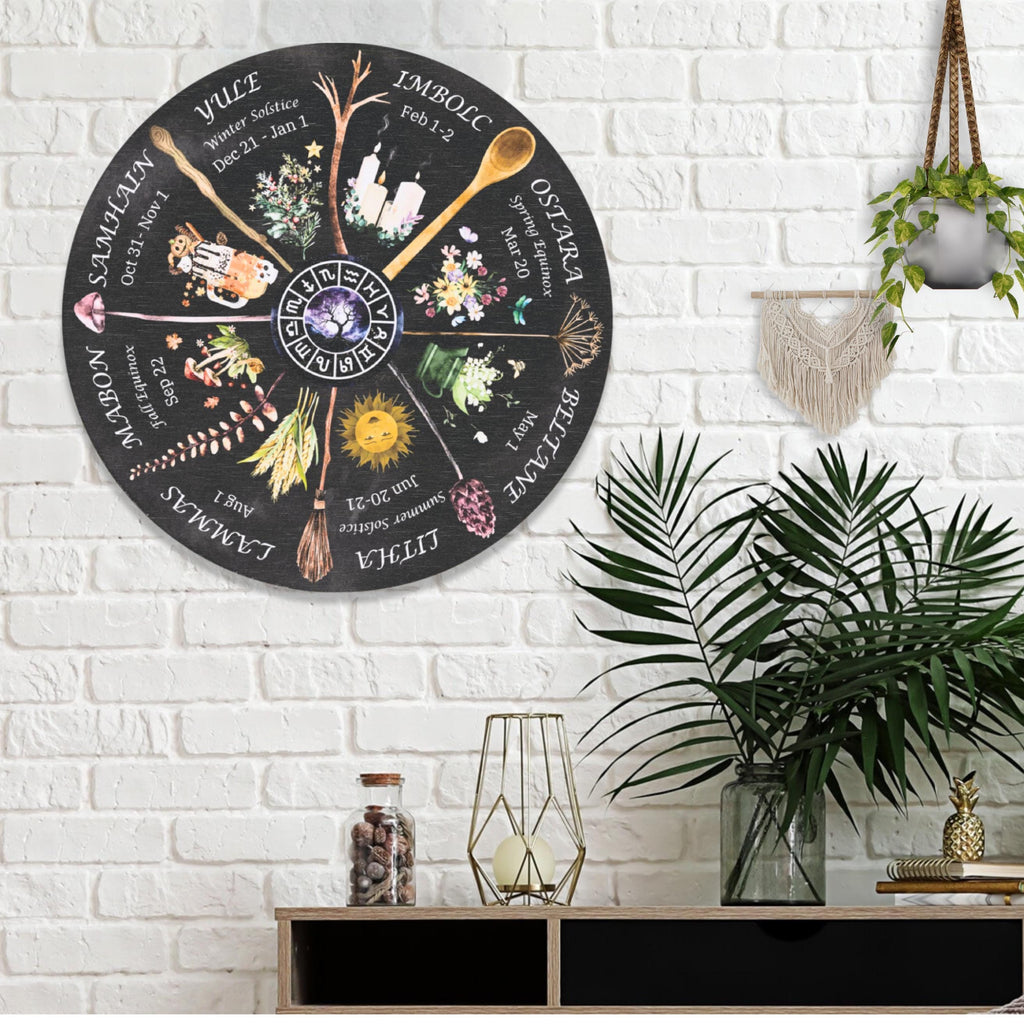 Wheel of the Year Round Wood Sign