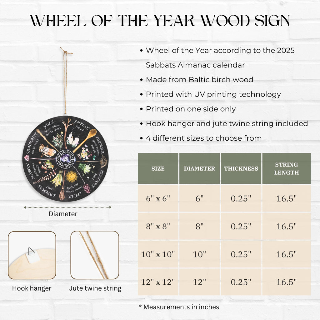 Wheel of the Year Round Wood Sign