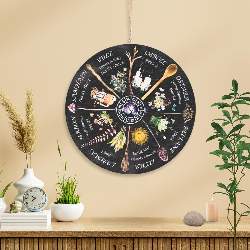 Wheel of the Year Round Wood Sign