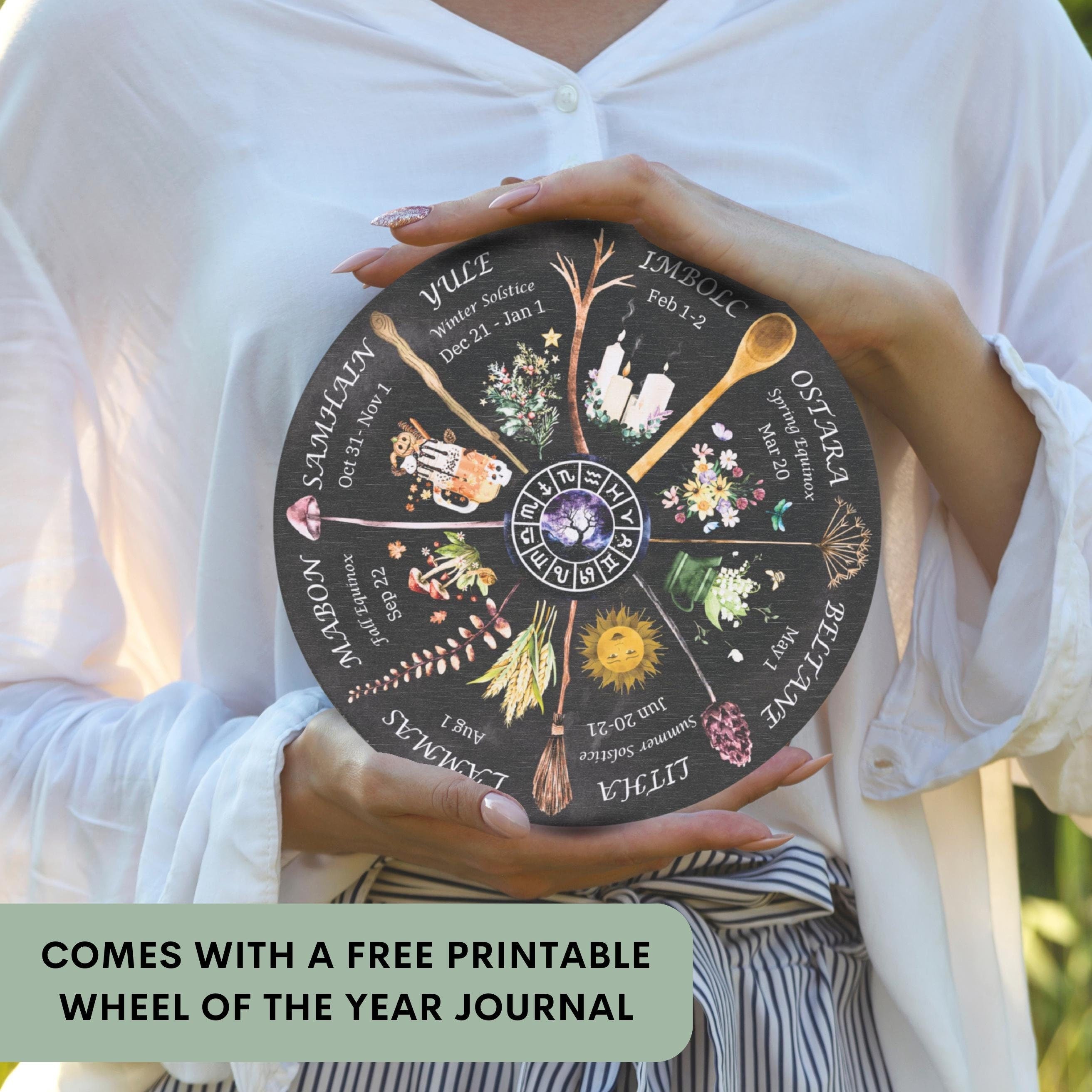 Wheel of the Year Round Wood Sign