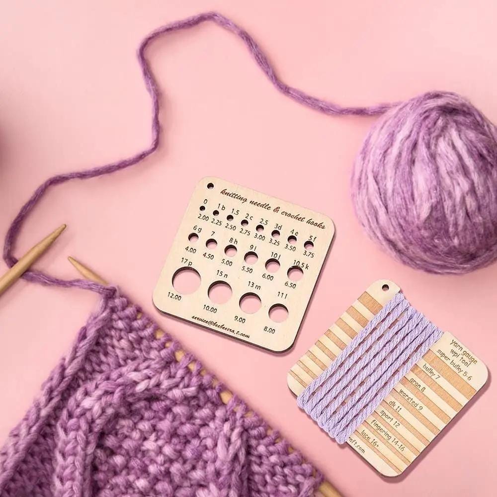 Knitting Needle Gauge, 3/4pcs, Square Wood, Various Styles, Sewing Thread Rulers, DIY Embroidery Thread Bobbin, Yarn Spinner Measuring Tools