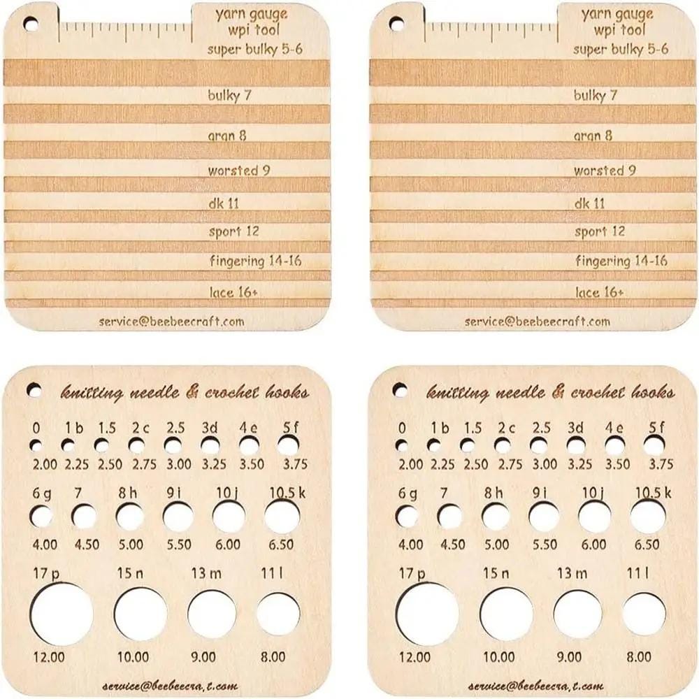 Knitting Needle Gauge, 3/4pcs, Square Wood, Various Styles, Sewing Thread Rulers, DIY Embroidery Thread Bobbin, Yarn Spinner Measuring Tools