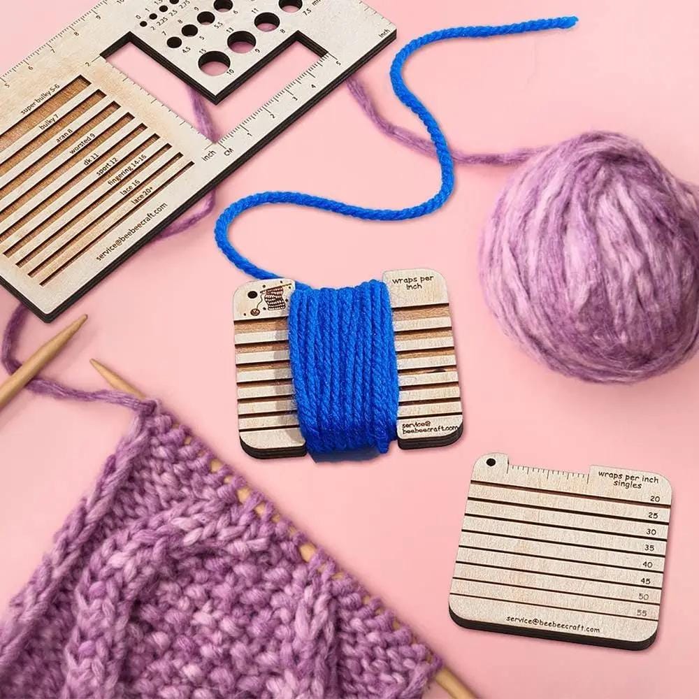 Knitting Needle Gauge, 3/4pcs, Square Wood, Various Styles, Sewing Thread Rulers, DIY Embroidery Thread Bobbin, Yarn Spinner Measuring Tools