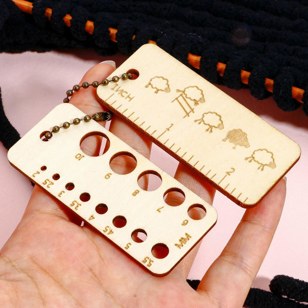 Knitting Needle Gauge - Natural Wood Ruler - Measuring Tool (G571663)