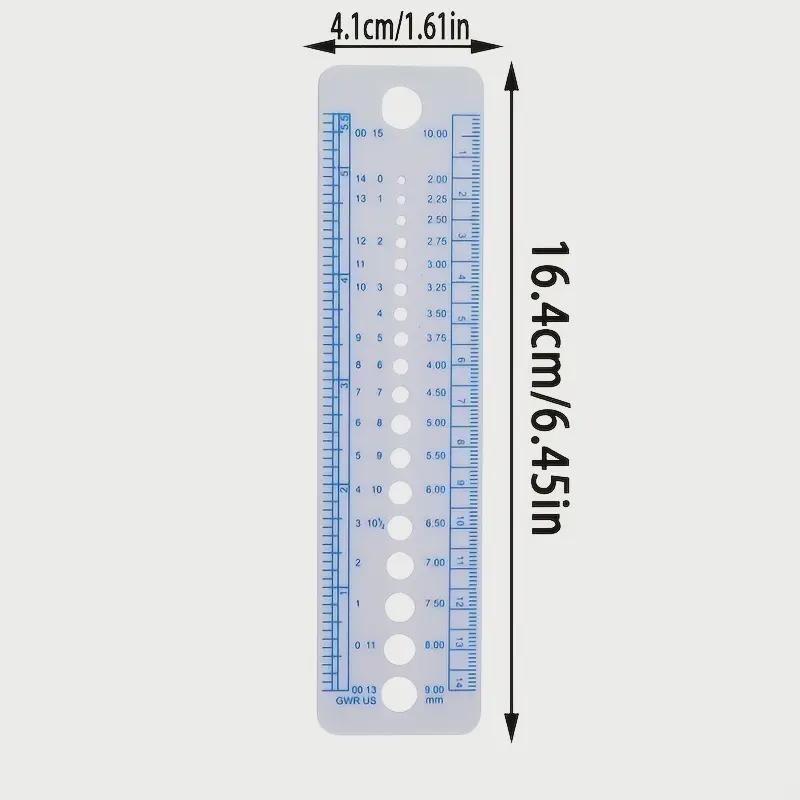 Knitting Needle Gauge and Ruler | UK & US Sizes | Ruler (inches and centimeters) | Needle Size Measuring Tool | Knitting Accessory