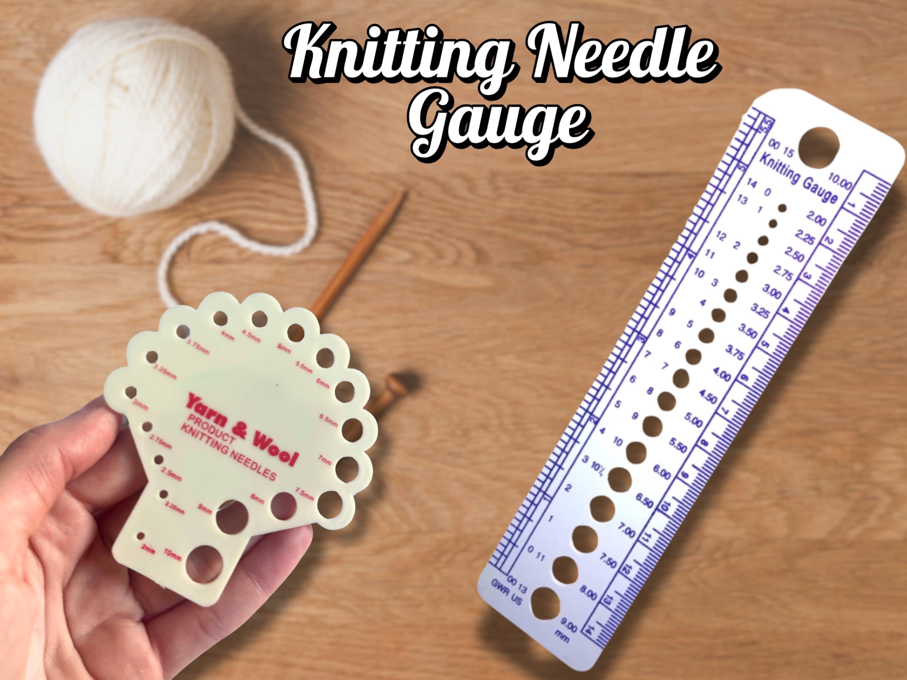 Knitting Needle Gauge | Needle Size Ruler | Yarn Gauge Tool | Wool Measuring | Knitting Supplies | Craft Tool
