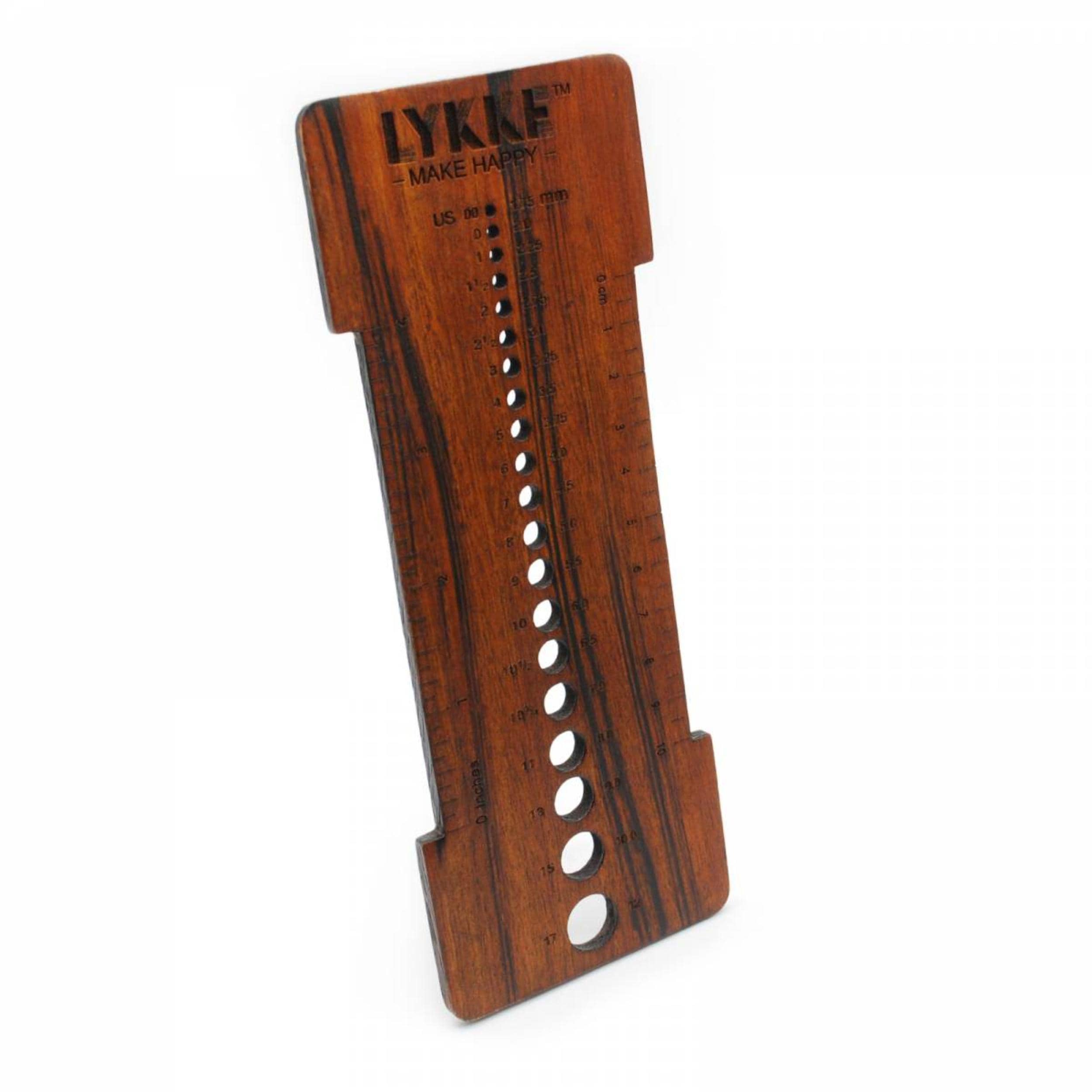 LYKKE Crafts Works Wooden Needle Sizer and Gauge Tool, Ruler, Acacia, Beechwood, Mango, Burnt Mango, Shisham Rosewood