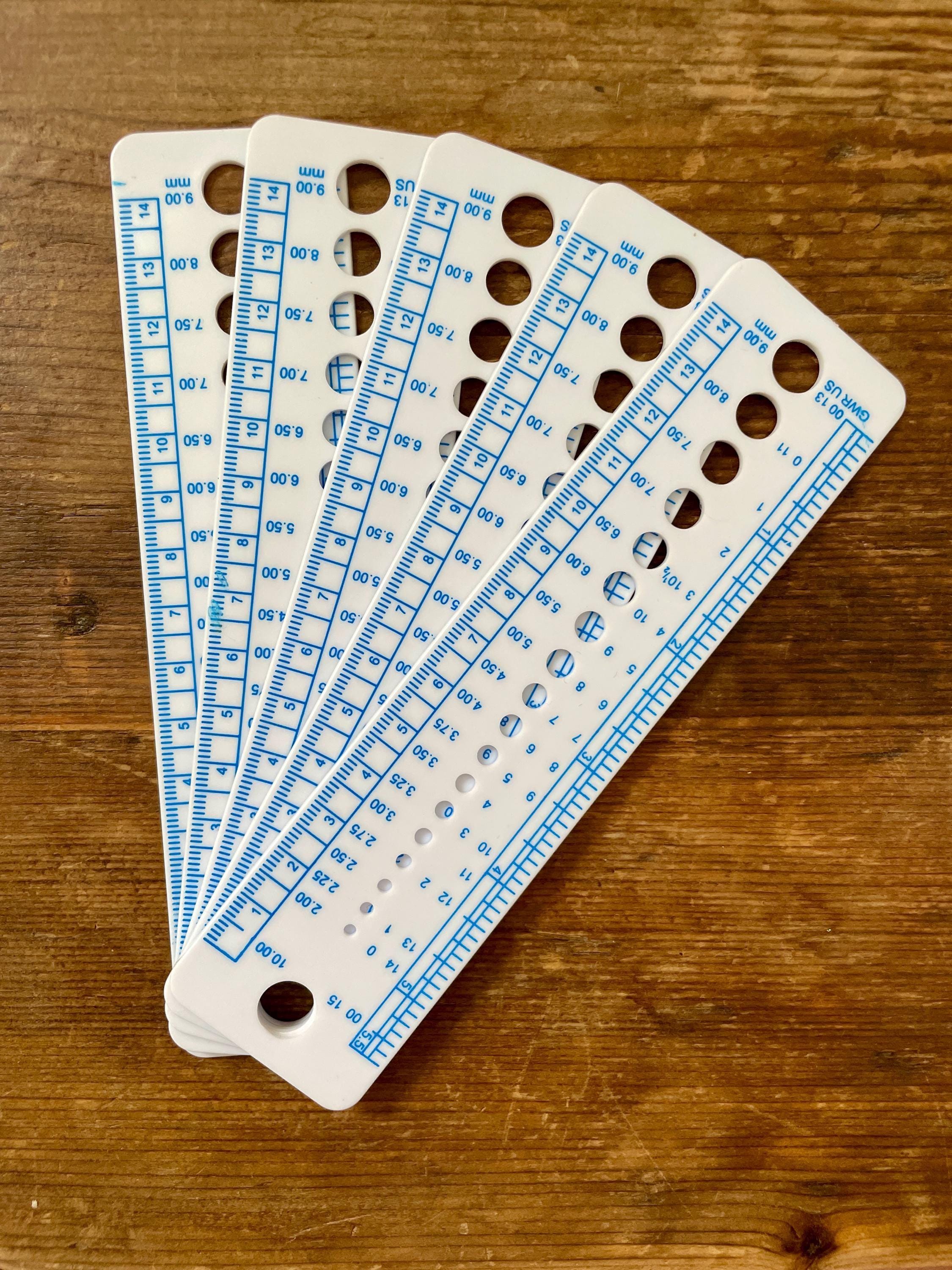 Knitting Needle Gauge and Ruler | UK & US Sizes | Ruler (inches and centimeters) | Needle Size Measuring Tool | Knitting Accessory